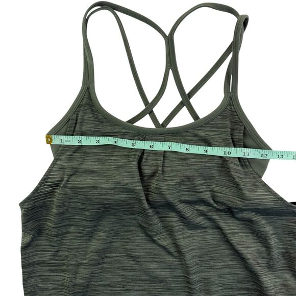 Athleta Energize Tank Top Green Heather Shadow Stripe Women XXS Built-In Bra - Picture 10 of 12